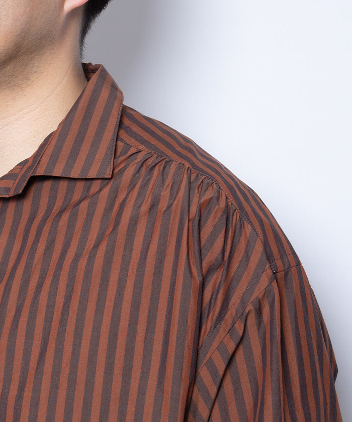 【AUBERGE】PROUST ‐ D.ORANGE × CHARCOAL STRIPE /オーベルジュ プラウスト プルオーバーシャツ ダークオレンジ×チャコール ストライプ 2025SS 2025春夏 正規取扱店 神奈川 鎌倉 オンラインショップ 通販