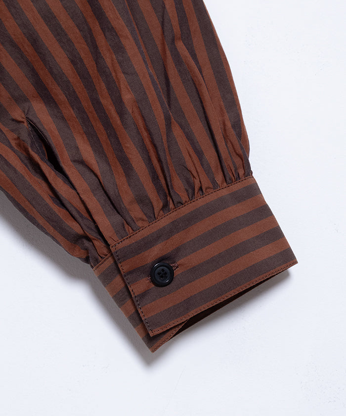 【AUBERGE】PROUST ‐ D.ORANGE × CHARCOAL STRIPE /オーベルジュ プラウスト プルオーバーシャツ ダークオレンジ×チャコール ストライプ 2025SS 2025春夏 正規取扱店 神奈川 鎌倉 オンラインショップ 通販