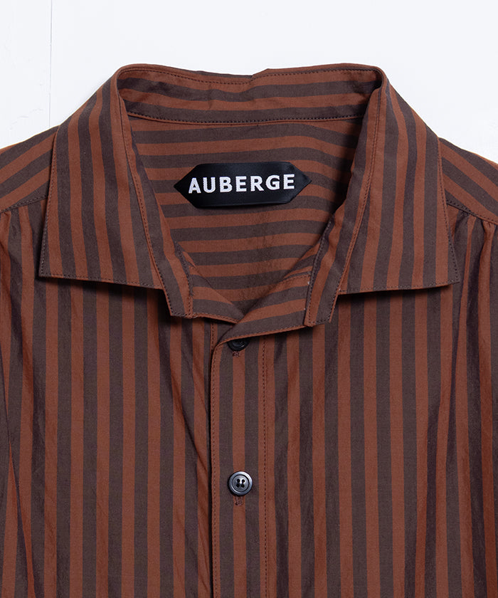【AUBERGE】PROUST ‐ D.ORANGE × CHARCOAL STRIPE /オーベルジュ プラウスト プルオーバーシャツ ダークオレンジ×チャコール ストライプ 2025SS 2025春夏 正規取扱店 神奈川 鎌倉 オンラインショップ 通販