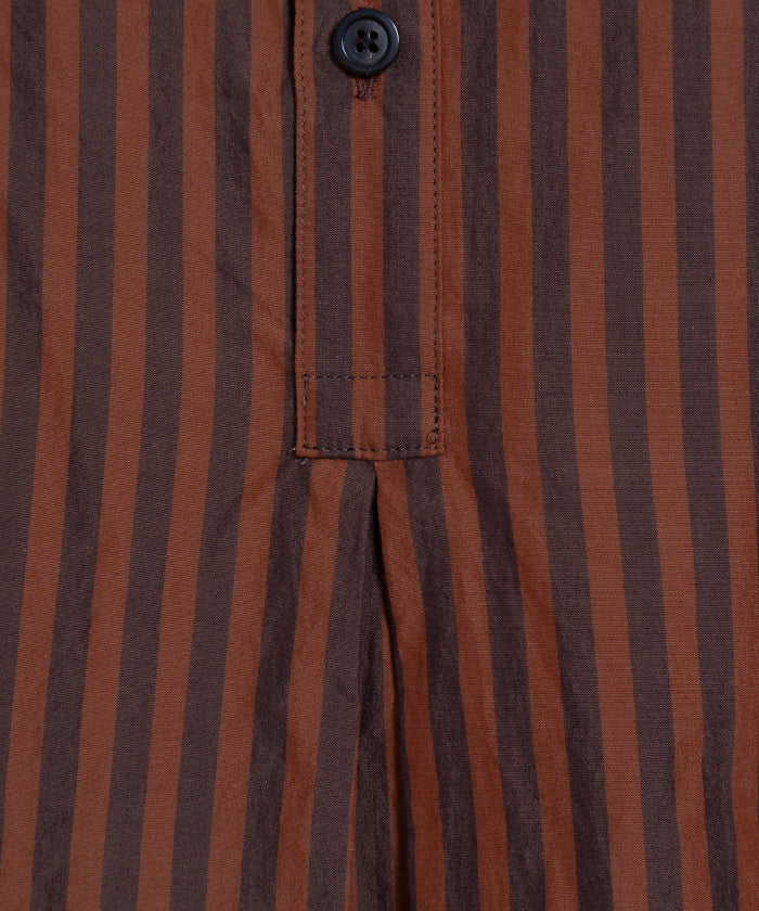 【AUBERGE】PROUST ‐ D.ORANGE × CHARCOAL STRIPE /オーベルジュ プラウスト プルオーバーシャツ ダークオレンジ×チャコール ストライプ 2025SS 2025春夏 正規取扱店 神奈川 鎌倉 オンラインショップ 通販