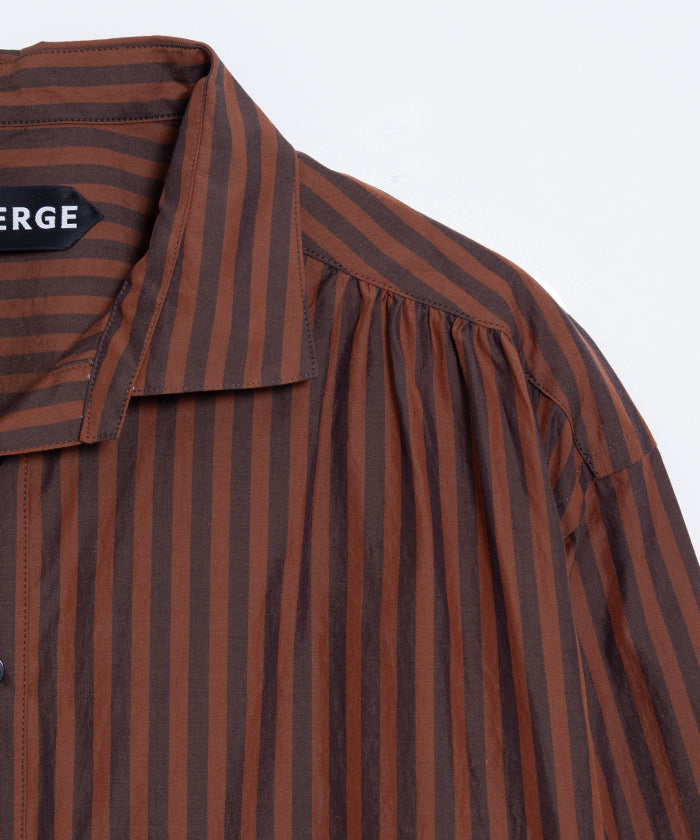 【AUBERGE】PROUST ‐ D.ORANGE × CHARCOAL STRIPE /オーベルジュ プラウスト プルオーバーシャツ ダークオレンジ×チャコール ストライプ 2025SS 2025春夏 正規取扱店 神奈川 鎌倉 オンラインショップ 通販