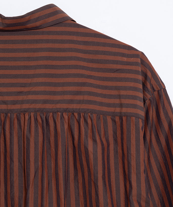 【AUBERGE】PROUST ‐ D.ORANGE × CHARCOAL STRIPE /オーベルジュ プラウスト プルオーバーシャツ ダークオレンジ×チャコール ストライプ 2025SS 2025春夏 正規取扱店 神奈川 鎌倉 オンラインショップ 通販