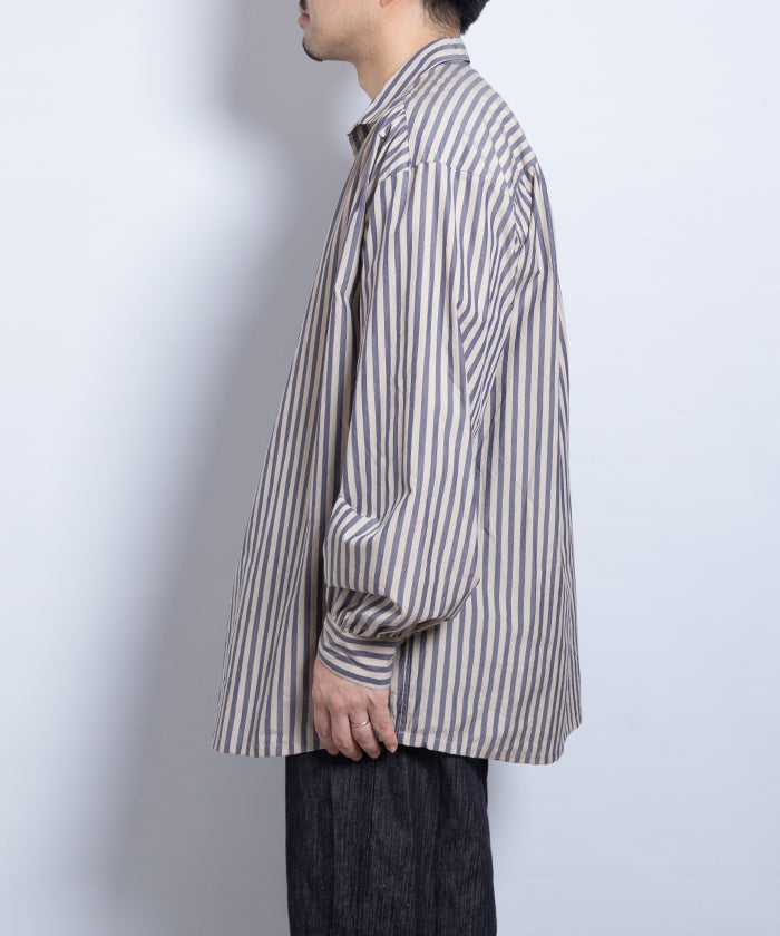【AUBERGE】PROUST ‐ L.BEIGE × NAVY STRIPE / オーベルジュ プラウスト プルオーバーシャツ ライトベージュ×ネイビー ストライプ 2025SS 2025春夏 正規取扱店 神奈川 鎌倉 オンラインショップ 通販