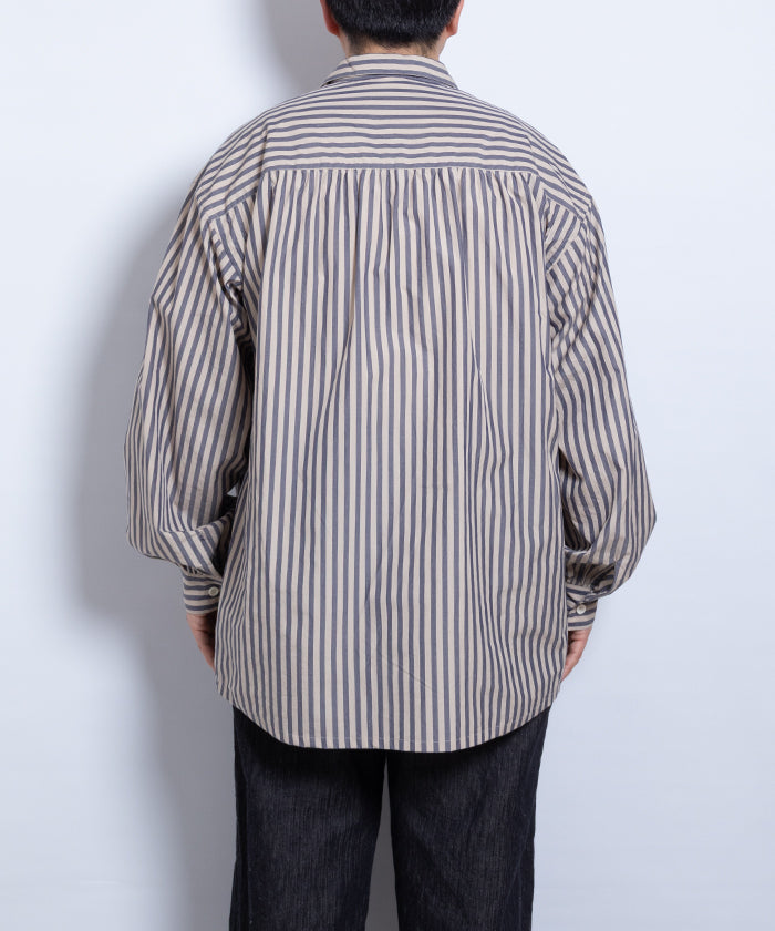 【AUBERGE】PROUST ‐ L.BEIGE × NAVY STRIPE / オーベルジュ プラウスト プルオーバーシャツ ライトベージュ×ネイビー ストライプ 2025SS 2025春夏 正規取扱店 神奈川 鎌倉 オンラインショップ 通販