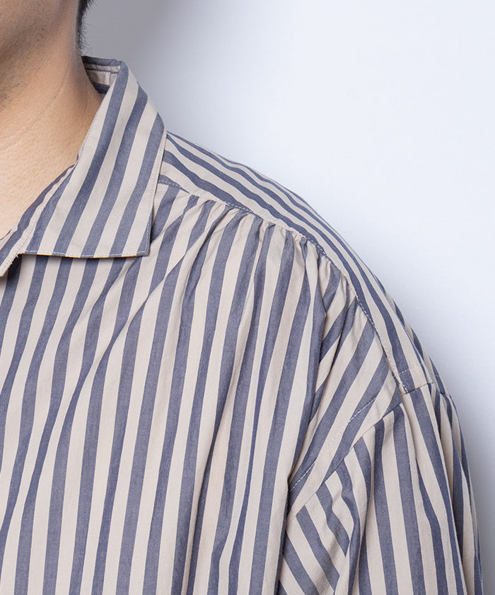 【AUBERGE】PROUST ‐ L.BEIGE × NAVY STRIPE / オーベルジュ プラウスト プルオーバーシャツ ライトベージュ×ネイビー ストライプ 2025SS 2025春夏 正規取扱店 神奈川 鎌倉 オンラインショップ 通販