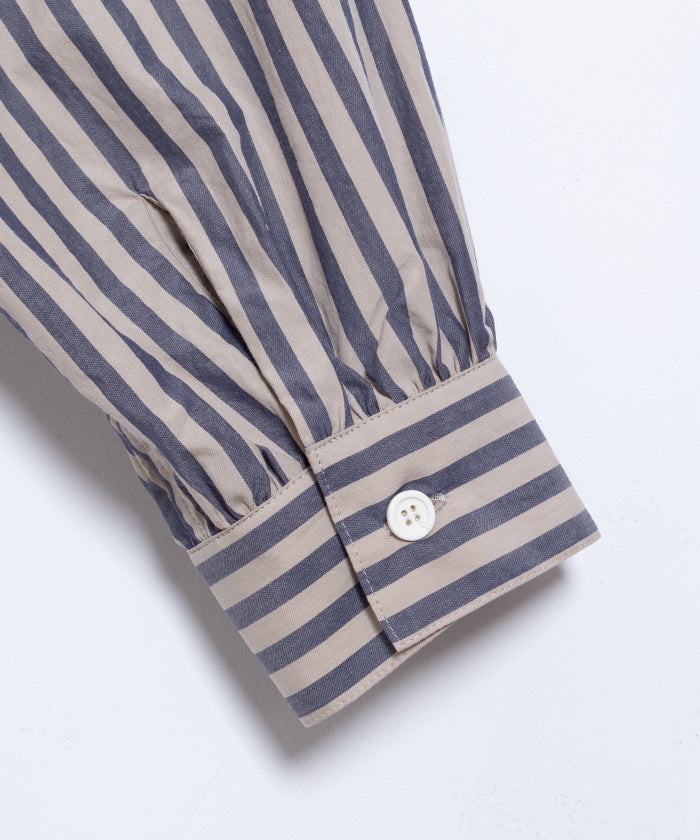 【AUBERGE】PROUST ‐ L.BEIGE × NAVY STRIPE / オーベルジュ プラウスト プルオーバーシャツ ライトベージュ×ネイビー ストライプ 2025SS 2025春夏 正規取扱店 神奈川 鎌倉 オンラインショップ 通販