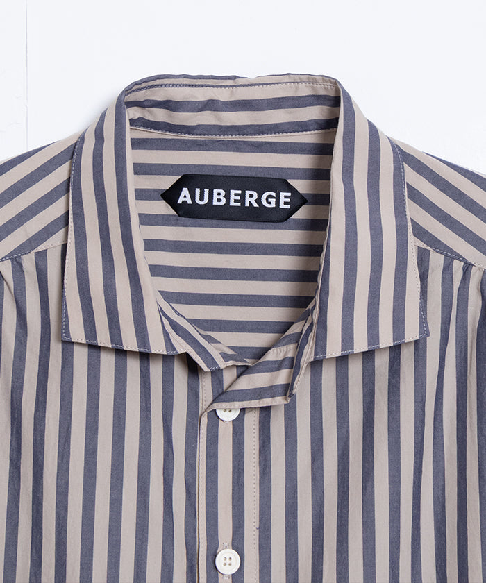 【AUBERGE】PROUST ‐ L.BEIGE × NAVY STRIPE / オーベルジュ プラウスト プルオーバーシャツ ライトベージュ×ネイビー ストライプ 2025SS 2025春夏 正規取扱店 神奈川 鎌倉 オンラインショップ 通販