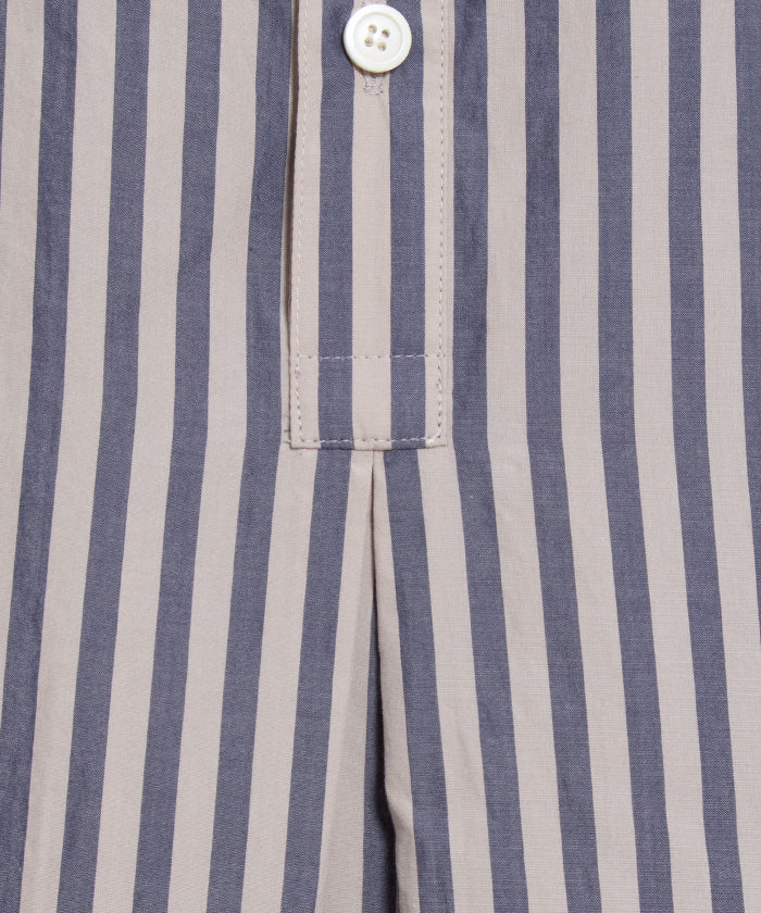 【AUBERGE】PROUST ‐ L.BEIGE × NAVY STRIPE / オーベルジュ プラウスト プルオーバーシャツ ライトベージュ×ネイビー ストライプ 2025SS 2025春夏 正規取扱店 神奈川 鎌倉 オンラインショップ 通販