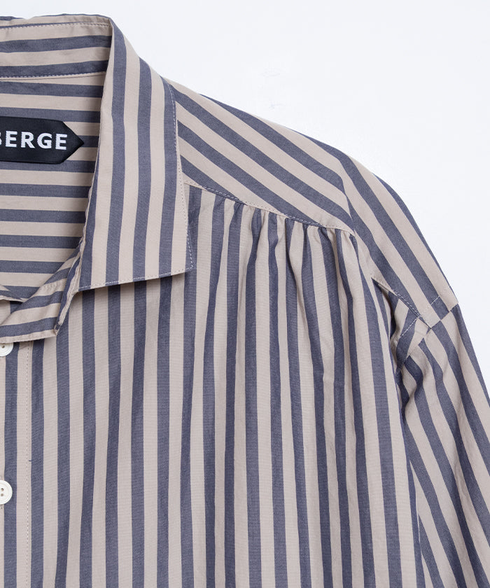 【AUBERGE】PROUST ‐ L.BEIGE × NAVY STRIPE / オーベルジュ プラウスト プルオーバーシャツ ライトベージュ×ネイビー ストライプ 2025SS 2025春夏 正規取扱店 神奈川 鎌倉 オンラインショップ 通販