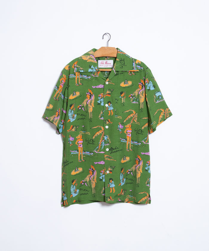 【Aloha Blossom】RYUKYU SOUVENIOR SHORT SLEEVE / アロハブロッサム レーヨン アロハシャツ 琉球スーベニア 日本製