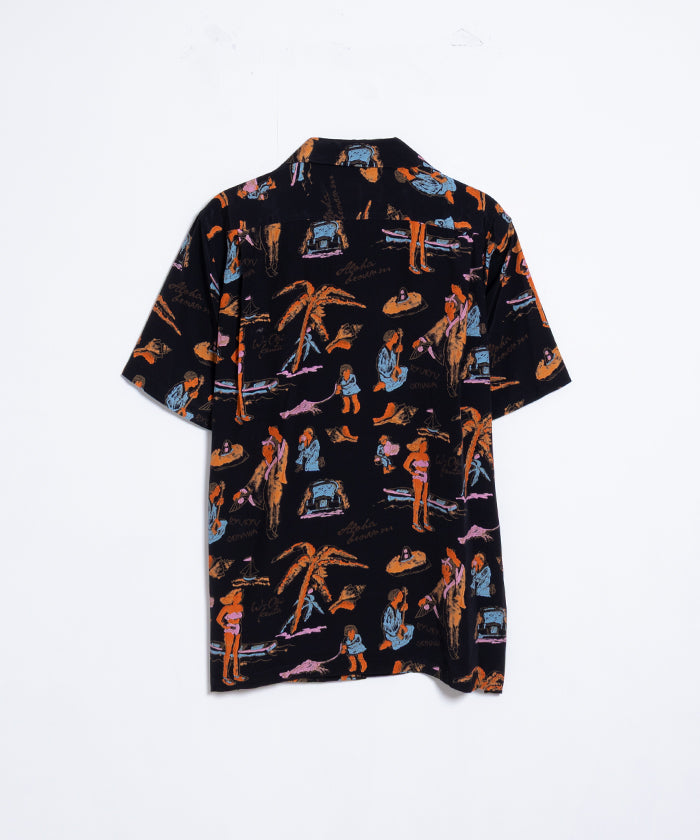 【Aloha Blossom】RYUKYU SOUVENIOR SHORT SLEEVE / アロハブロッサム レーヨン アロハシャツ ブラック 正規取扱店 神奈川 鎌倉 オンラインショップ 通販