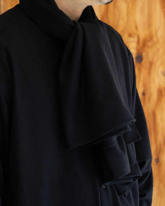SILK NOIL SQUARE CLOTH STOLE - BLACK