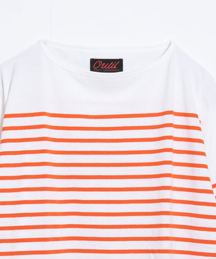 【OUTIL】TRICOT AAST - OFF×CARROT / ウティ ボーダー バスクシャツ オフホワイト×キャロット 2025SS 2025春夏 長袖 カットソー 正規取扱店 神奈川 鎌倉 オンラインショップ 通販