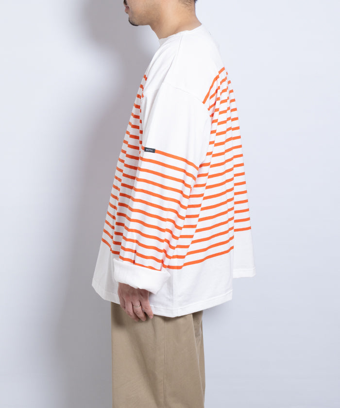 【OUTIL】TRICOT AAST - OFF×CARROT / ウティ ボーダー バスクシャツ オフホワイト×キャロット 2025SS 2025春夏 長袖 カットソー 正規取扱店 神奈川 鎌倉 オンラインショップ 通販