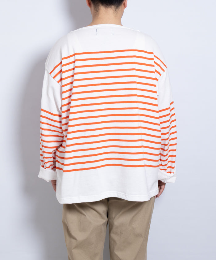 【OUTIL】TRICOT AAST - OFF×CARROT / ウティ ボーダー バスクシャツ オフホワイト×キャロット 2025SS 2025春夏 長袖 カットソー 正規取扱店 神奈川 鎌倉 オンラインショップ 通販