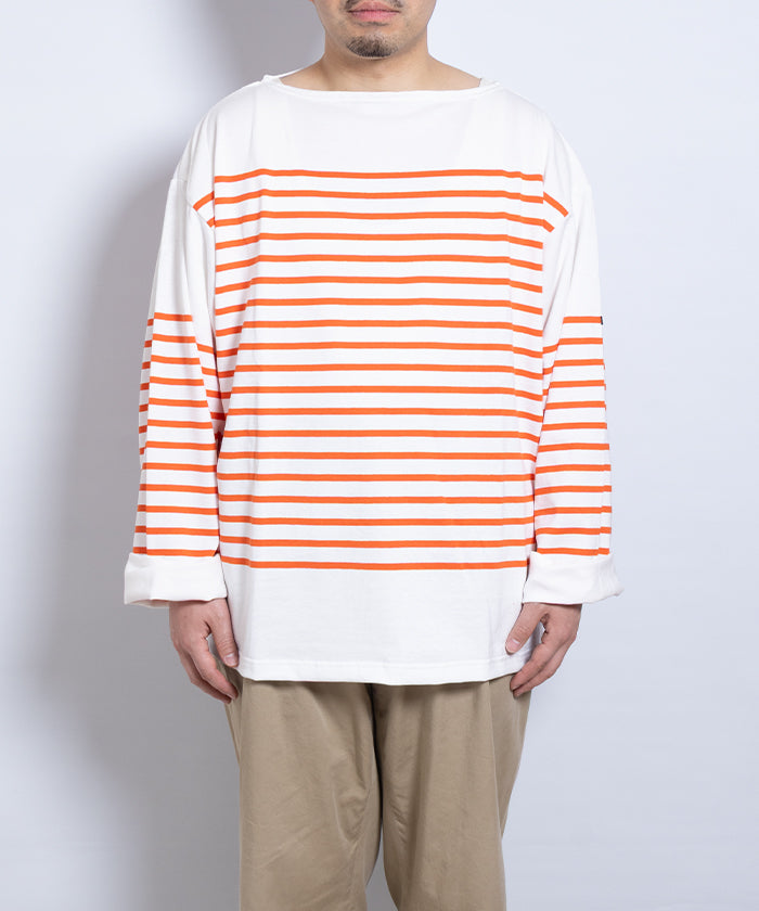 【OUTIL】TRICOT AAST - OFF×CARROT / ウティ ボーダー バスクシャツ オフホワイト×キャロット 2025SS 2025春夏 長袖 カットソー 正規取扱店 神奈川 鎌倉 オンラインショップ 通販