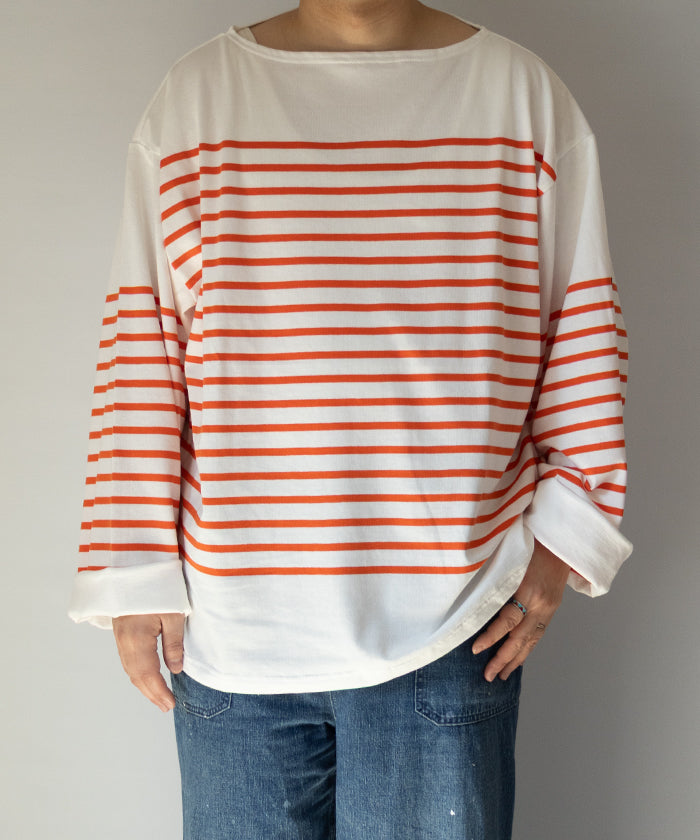 【OUTIL】TRICOT AAST - OFF×CARROT / ウティ ボーダー バスクシャツ オフホワイト×キャロット 2025SS 2025春夏 長袖 カットソー 正規取扱店 神奈川 鎌倉 オンラインショップ 通販