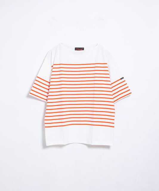 【OUTIL】TRICOT AAST SHORT - OFF×CARROT / ウティ ボーダー バスク シャツ 半袖 ショートスリーブ オフホワイト×キャロット 赤系 2025SS 2025春夏 正規取扱店 神奈川 鎌倉 オンラインショップ 通販