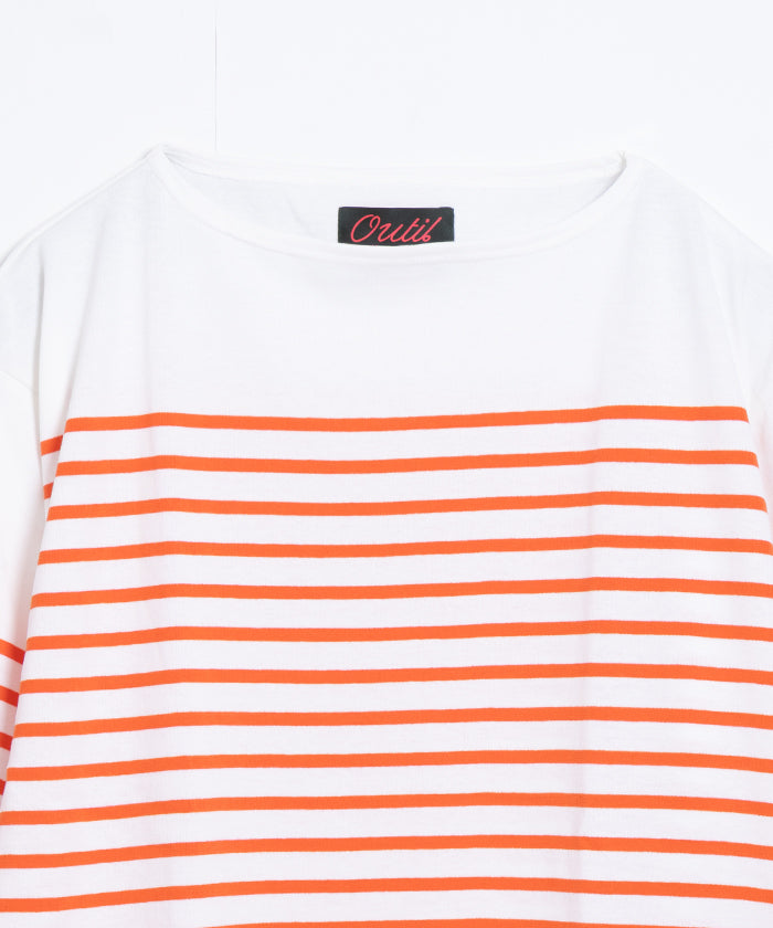 【OUTIL】TRICOT AAST SHORT - OFF×CARROT / ウティ ボーダー バスク シャツ 半袖 ショートスリーブ オフホワイト×キャロット 赤系 2025SS 2025春夏 正規取扱店 神奈川 鎌倉 オンラインショップ 通販