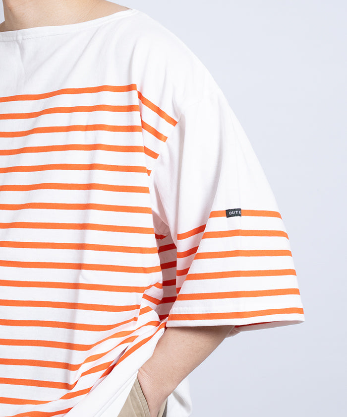 【OUTIL】TRICOT AAST SHORT - OFF×CARROT / ウティ ボーダー バスク シャツ 半袖 ショートスリーブ オフホワイト×キャロット 赤系 2025SS 2025春夏 正規取扱店 神奈川 鎌倉 オンラインショップ 通販