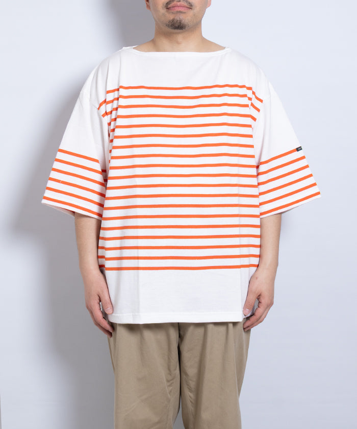 【OUTIL】TRICOT AAST SHORT - OFF×CARROT / ウティ ボーダー バスク シャツ 半袖 ショートスリーブ オフホワイト×キャロット 赤系 2025SS 2025春夏 正規取扱店 神奈川 鎌倉 オンラインショップ 通販