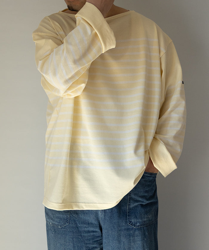 【OUTIL】TRICOT AAST - VANILLA CUSTARD×OFF / ウティ ボーダー バスクシャツ バニラカスタード×オフホワイト 2025SS 2025春夏 長袖 カットソー 正規取扱店 神奈川 鎌倉 オンラインショップ 通販
