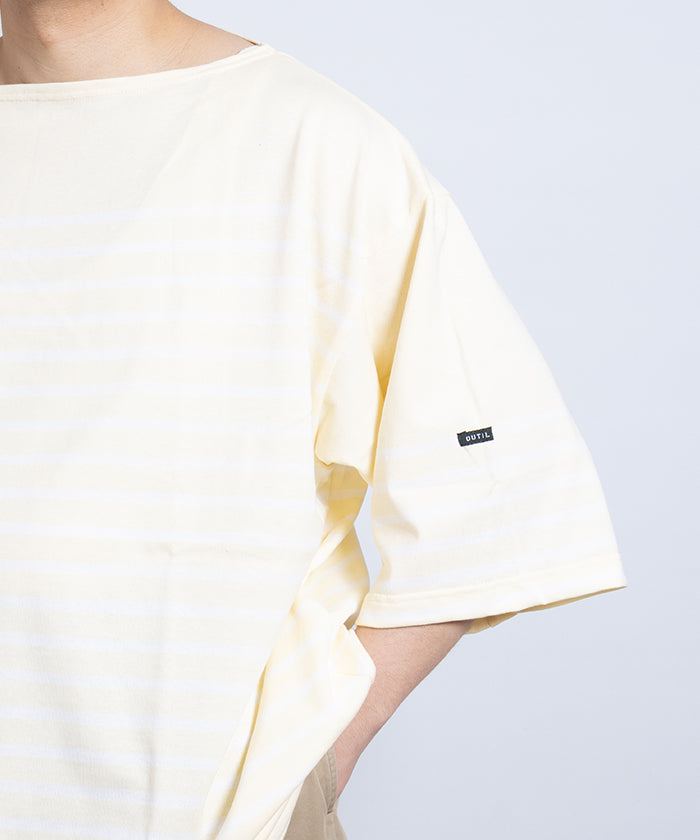 【OUTIL】TRICOT AAST SHORT - VANILLA CUSTARD × OFF / ウティ ボーダー バスク シャツ 半袖 ショートスリーブ バニラカスタード×オフホワイト 2025SS 2025春夏 正規取扱店 神奈川 鎌倉 オンラインショップ 通販