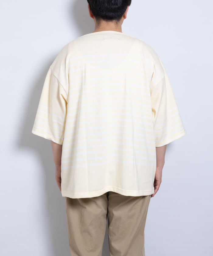 【OUTIL】TRICOT AAST SHORT - VANILLA CUSTARD × OFF / ウティ ボーダー バスク シャツ 半袖 ショートスリーブ バニラカスタード×オフホワイト 2025SS 2025春夏 正規取扱店 神奈川 鎌倉 オンラインショップ 通販