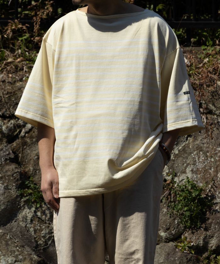 【OUTIL】TRICOT AAST SHORT - VANILLA CUSTARD × OFF / ウティ ボーダー バスクシャツ 半袖 ショートスリーブ バニラカスタード×オフホワイト 2025SS 2025春夏 正規取扱店 神奈川 鎌倉 オンラインショップ 通販
