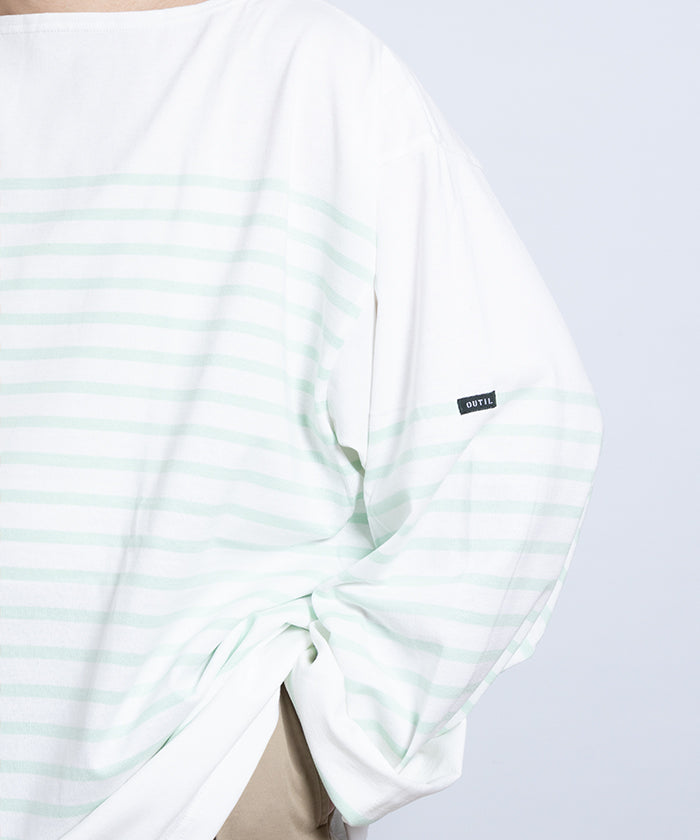 【OUTIL】TRICOT AAST - OFF×MORNING MIST / ウティ ボーダー バスクシャツ オフホワイト×モーニングミスト 2025SS 2025春夏 長袖 カットソー 正規取扱店 神奈川 鎌倉 オンラインショップ 通販