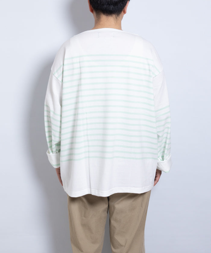 【OUTIL】TRICOT AAST - OFF×MORNING MIST / ウティ ボーダー バスクシャツ オフホワイト×モーニングミスト 2025SS 2025春夏 長袖 カットソー 正規取扱店 神奈川 鎌倉 オンラインショップ 通販