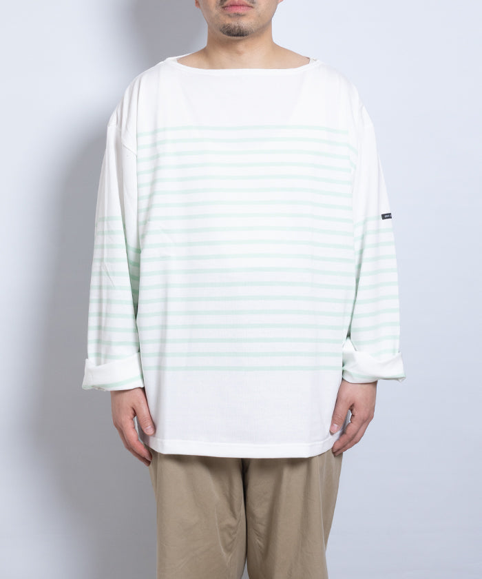 【OUTIL】TRICOT AAST - OFF×MORNING MIST / ウティ ボーダー バスクシャツ オフホワイト×モーニングミスト 2025SS 2025春夏 長袖 カットソー 正規取扱店 神奈川 鎌倉 オンラインショップ 通販