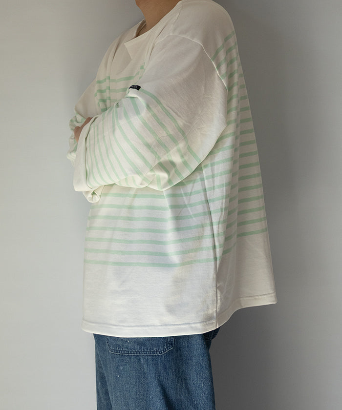 【OUTIL】TRICOT AAST - OFF×MORNING MIST / ウティ ボーダー バスクシャツ オフホワイト×モーニングミスト 2025SS 2025春夏 長袖 カットソー 正規取扱店 神奈川 鎌倉 オンラインショップ 通販