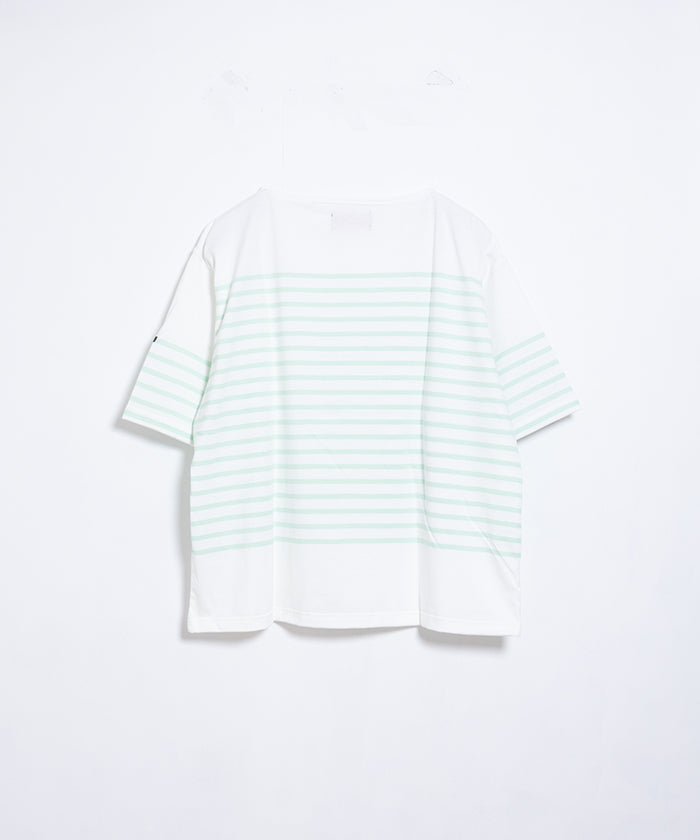 【OUTIL】TRICOT AAST SHORT - OFF×MORNING MIST / ウティ ボーダー バスク シャツ 半袖 ショートスリーブ オフホワイト×モーニングミスト 2025SS 2025春夏 正規取扱店 神奈川 鎌倉 オンラインショップ 通販