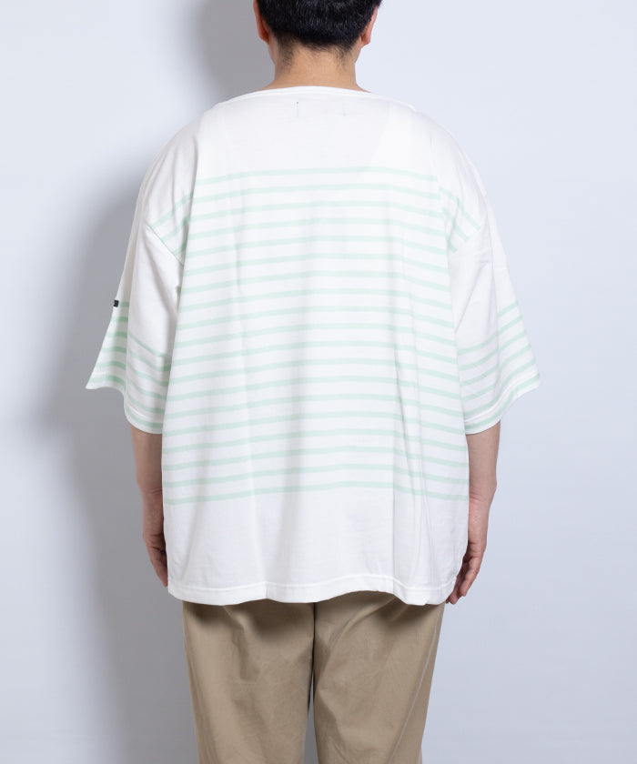 【OUTIL】TRICOT AAST SHORT - OFF×MORNING MIST / ウティ ボーダー バスク シャツ 半袖 ショートスリーブ オフホワイト×モーニングミスト 2025SS 2025春夏 正規取扱店 神奈川 鎌倉 オンラインショップ 通販