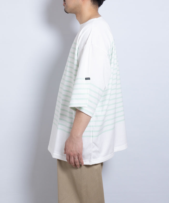 【OUTIL】TRICOT AAST SHORT - OFF×MORNING MIST / ウティ ボーダー バスク シャツ 半袖 ショートスリーブ オフホワイト×モーニングミスト 2025SS 2025春夏 正規取扱店 神奈川 鎌倉 オンラインショップ 通販