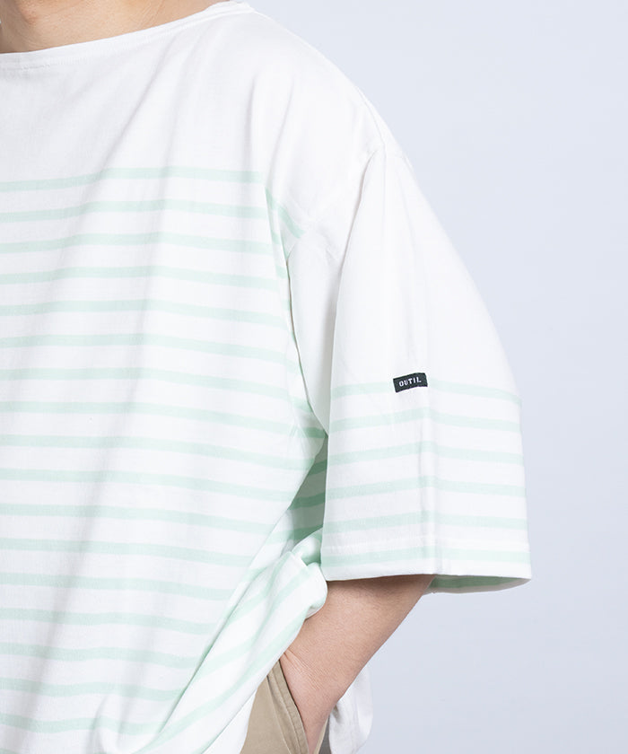 【OUTIL】TRICOT AAST SHORT - OFF×MORNING MIST / ウティ ボーダー バスク シャツ 半袖 ショートスリーブ オフホワイト×モーニングミスト 2025SS 2025春夏 正規取扱店 神奈川 鎌倉 オンラインショップ 通販