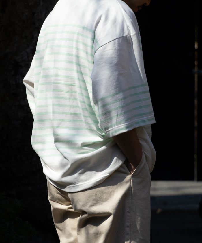 【OUTIL】TRICOT AAST SHORT - OFF×MORNING MIST / ウティ ボーダー バスク シャツ 半袖 ショートスリーブ オフホワイト×モーニングミスト 2025SS 2025春夏 正規取扱店 神奈川 鎌倉 オンラインショップ 通販