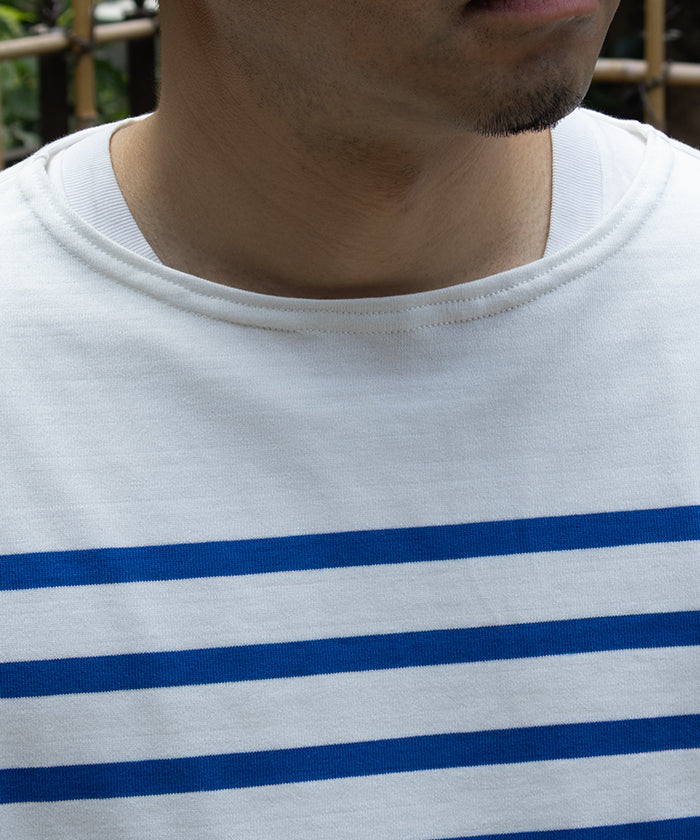【OUTIL】TRICOT HABAS - OFF × NATURAL BLUE / ウティ ボーダー バスクシャツ ブルー 2025AW 2025秋冬 正規取扱店 神奈川 鎌倉 オンラインショップ 通販
