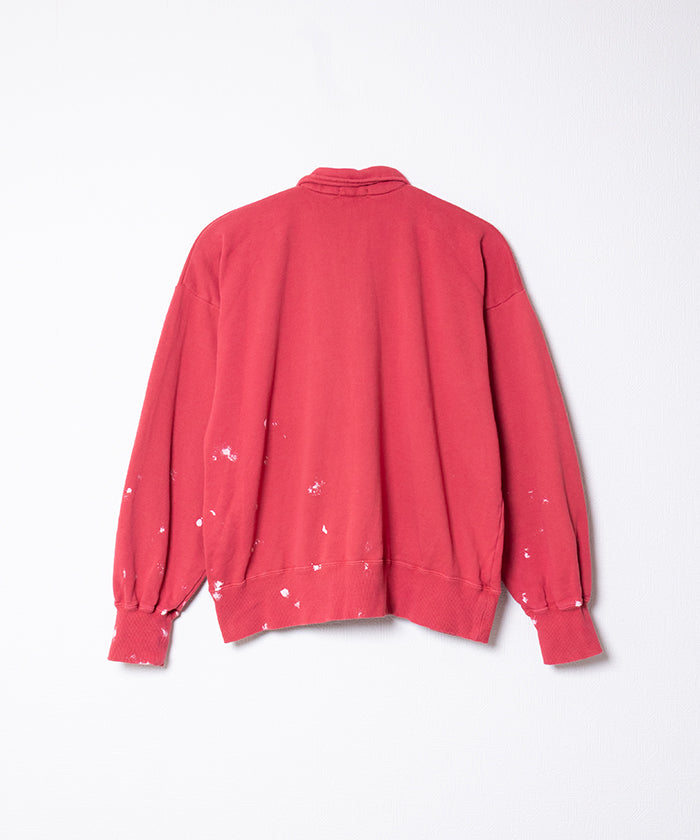 【INTÉRIM】VINTAGE FADE HALF ZIP COLLAR SWEAT SHIRT - RED W.PAINT / インテリム ビンテージ フェード ハーフジップカラー スウェット 2025AW 2025秋冬 正規取扱店 神奈川 鎌倉 オンラインショップ 通販
