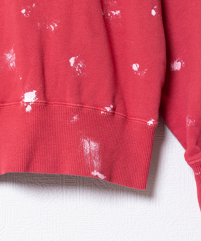 【INTÉRIM】VINTAGE FADE HALF ZIP COLLAR SWEAT SHIRT - RED W.PAINT / インテリム ビンテージ フェード ハーフジップカラー スウェット 2025AW 2025秋冬 正規取扱店 神奈川 鎌倉 オンラインショップ 通販