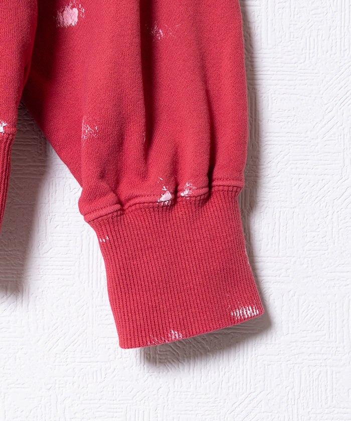 【INTÉRIM】VINTAGE FADE HALF ZIP COLLAR SWEAT SHIRT - RED W.PAINT / インテリム ビンテージ フェード ハーフジップカラー スウェット 2025AW 2025秋冬 正規取扱店 神奈川 鎌倉 オンラインショップ 通販
