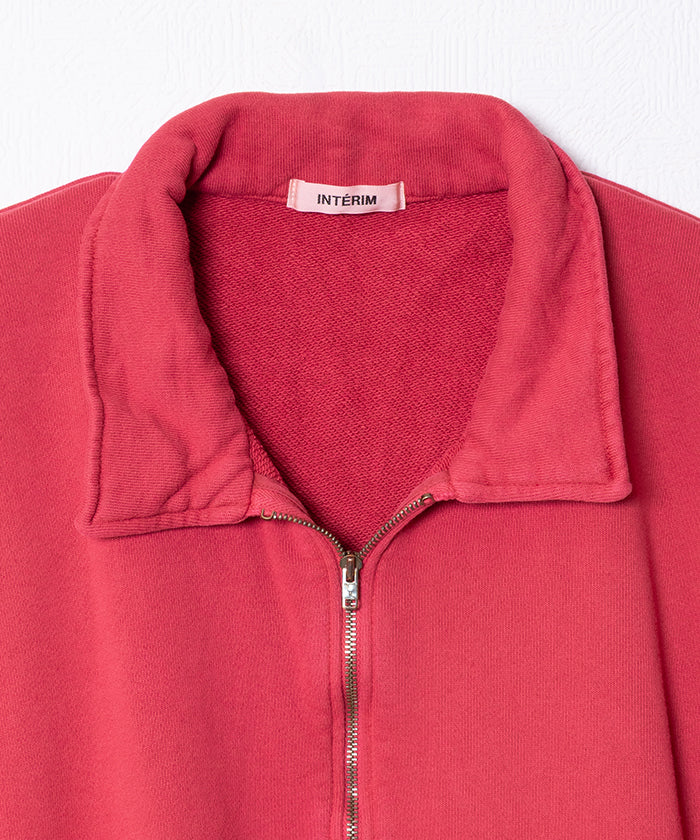 【INTÉRIM】VINTAGE FADE HALF ZIP COLLAR SWEAT SHIRT - RED W.PAINT / インテリム ビンテージ フェード ハーフジップカラー スウェット 2025AW 2025秋冬 正規取扱店 神奈川 鎌倉 オンラインショップ 通販