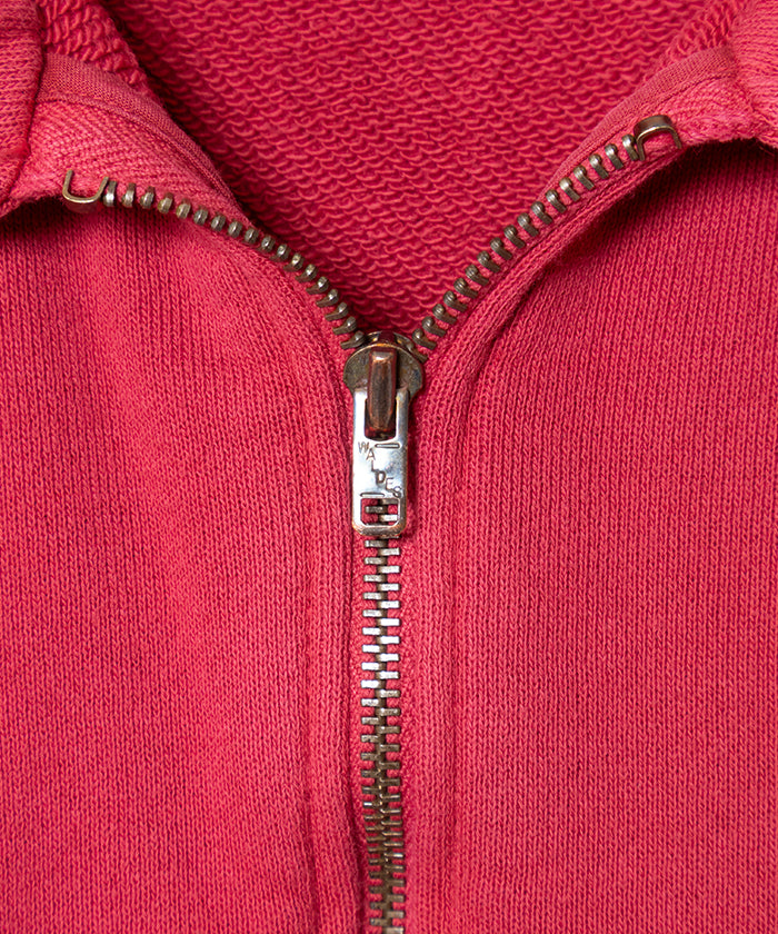 【INTÉRIM】VINTAGE FADE HALF ZIP COLLAR SWEAT SHIRT - RED W.PAINT / インテリム ビンテージ フェード ハーフジップカラー スウェット 2025AW 2025秋冬 正規取扱店 神奈川 鎌倉 オンラインショップ 通販
