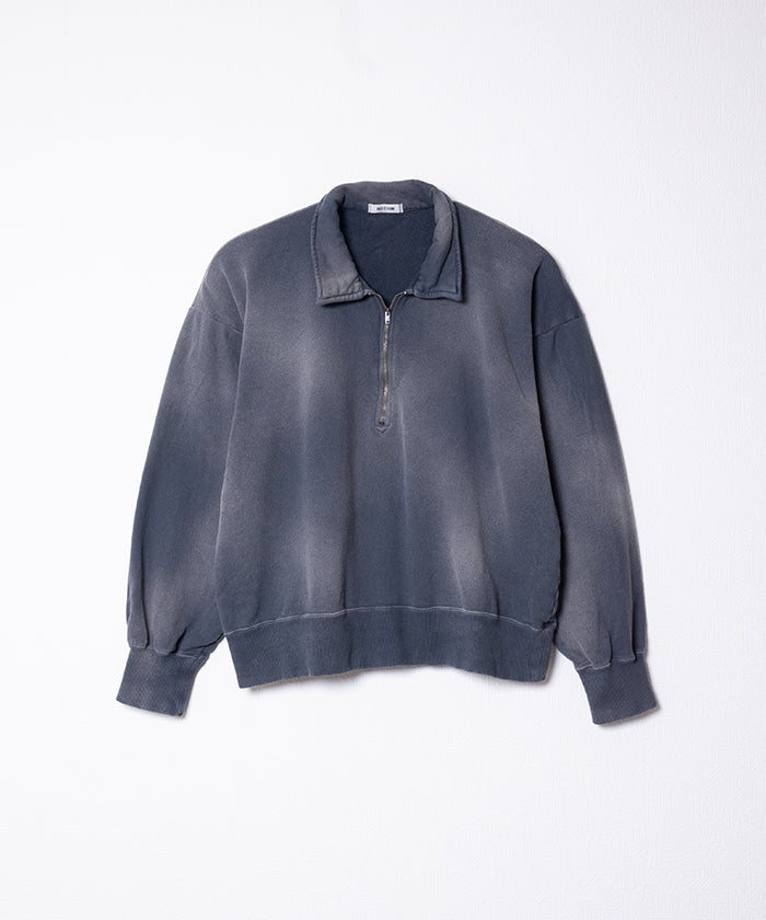 【INTÉRIM】VINTAGE FADE HALF ZIP COLLAR SWEAT SHIRT - SUMI / インテリム ビンテージ フェード ハーフジップカラー スウェット 2025AW 2025秋冬 正規取扱店 神奈川 鎌倉 オンラインショップ 通販