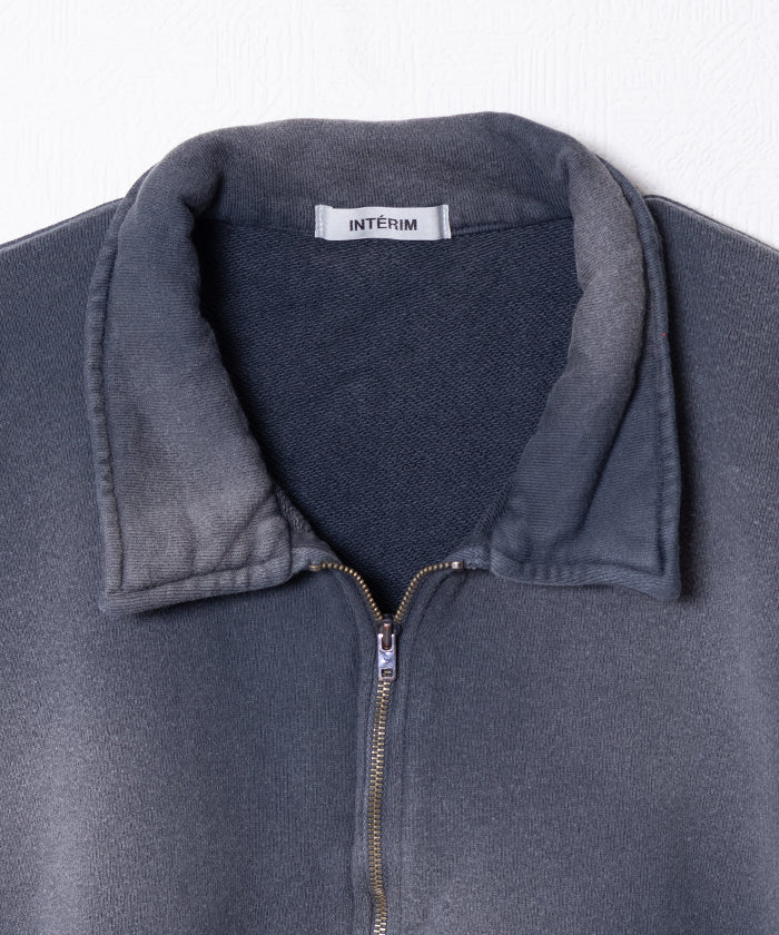 【INTÉRIM】VINTAGE FADE HALF ZIP COLLAR SWEAT SHIRT - SUMI / インテリム ビンテージ フェード ハーフジップカラー スウェット 2025AW 2025秋冬 正規取扱店 神奈川 鎌倉 オンラインショップ 通販