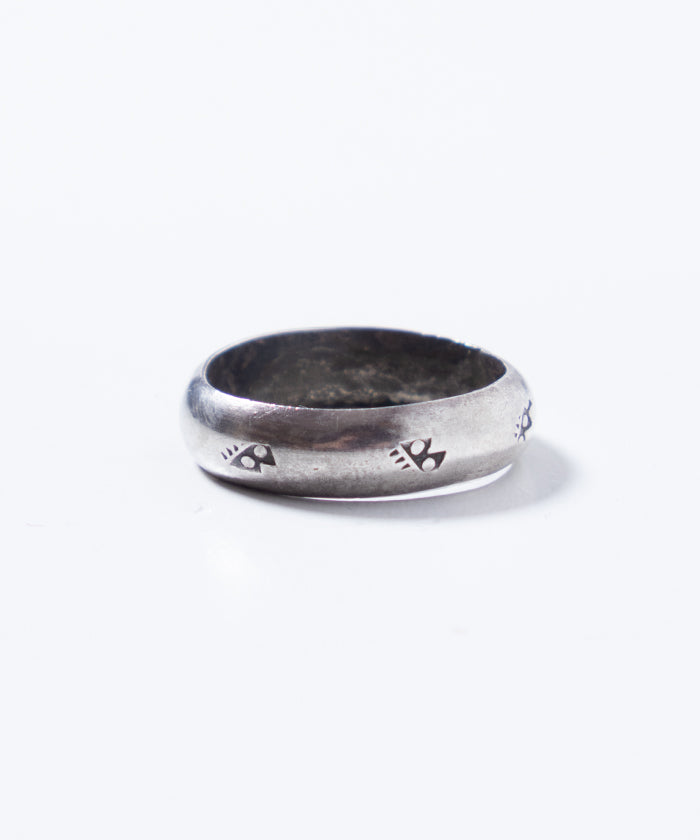 VINTAGE NAVAJO SILVER STAMPED HIGH DOME RING - 1