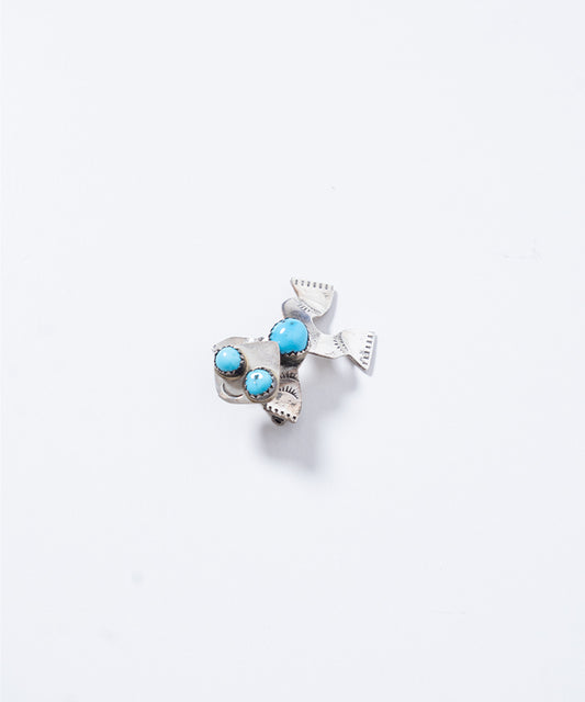 VINTAGE NAVAJO TURQUOISE & FROG STERLING SILVER PIN
