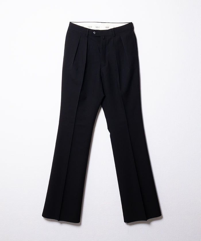 【タグ付】26年　NEAT ニート　ウールポプリンフレアパンツ　黒　46 NEAT】WOOL POPLIN FLARE - BLACK / ニート ウールポプリン フレア