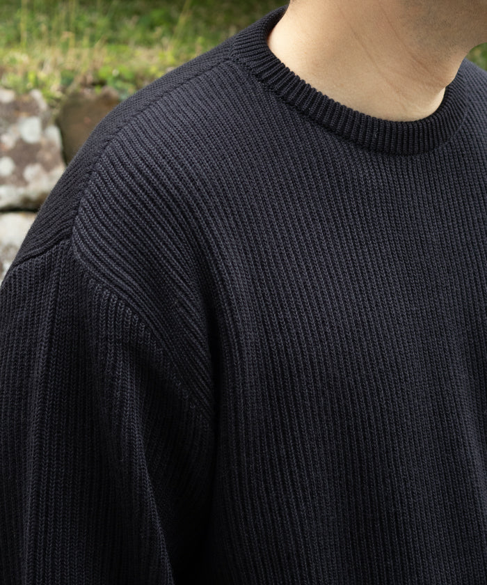 【INTÉRIM】WOOL SILK CASHMERE DEADSTOCK YARN DOUBLE RIB CREW SWEATER / インテリム ウール シルク カシミヤ デッドストック ダブルリブ クルー セーター 両畦ニット 2025AW 2025秋冬 正規取扱店 神奈川 鎌倉 オンラインショップ 通販